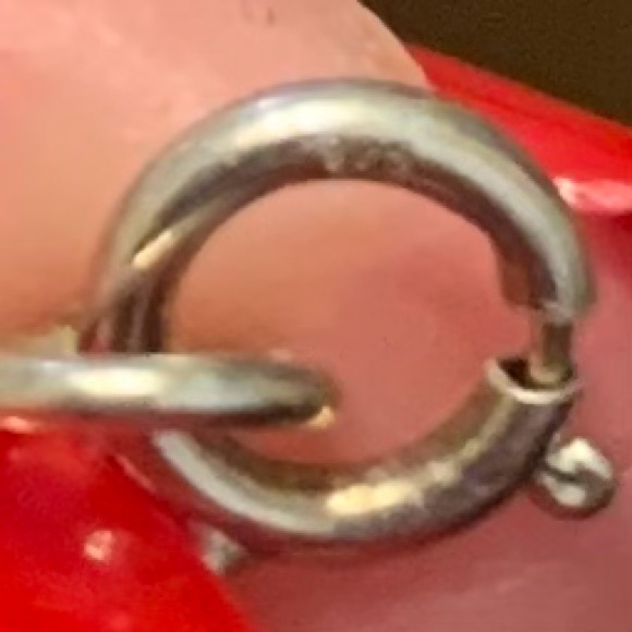 HEART Necklace 925 Sterling Silver Garnet Pearl Multi 3 Heart Spaced 16”L VTG - Picture 10 of 11